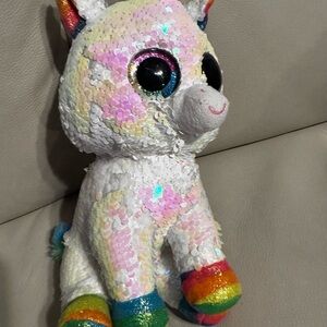Sequin Rainbow Unicorn Cat Toy - Plush Iridescent White & Pastel